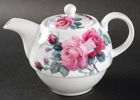 English Rose (Ribbed, No Trim) Tea for 1-Teapot & Lid No Cup or Saucer
