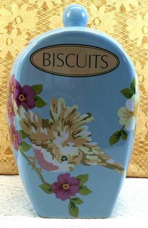 Songbird Garden Periwinkle Biscuit Barrel & Lid