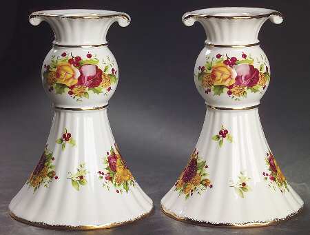 Old Country Roses Holiday (2006) 6" Candlestick - Set of 2