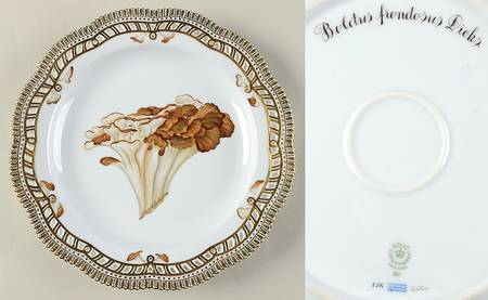 Flora Danica Fungi Collection 11" Round Platter w/Pierced Edge