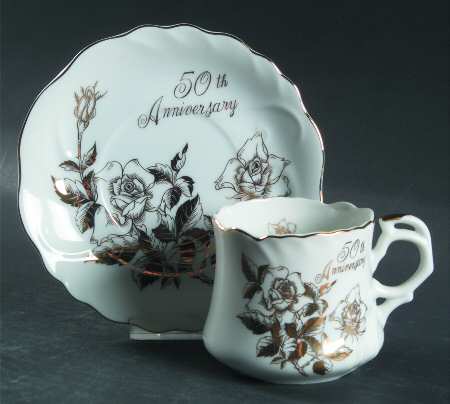 50th Anniversary Flat Cup & Saucer Set