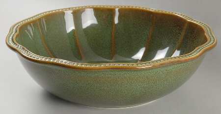 Hobnail Green 12" Large Salad Serving Bowl