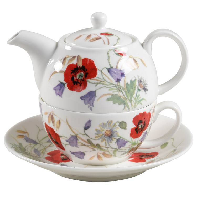 English Meadow Tea for One (Stacking Teapot w/Cup & Saucer)