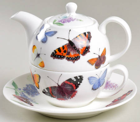 Butterfly Garden Tea for One (Stacking Teapot w/Cup & Saucer)