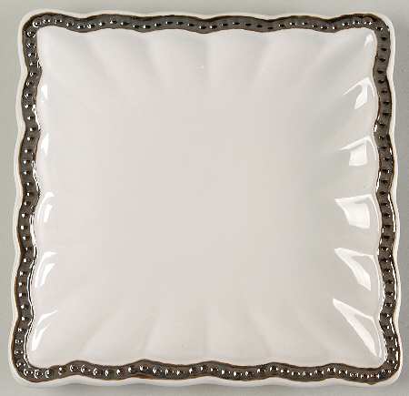 Hobnail White Platinum Square Salad Plate