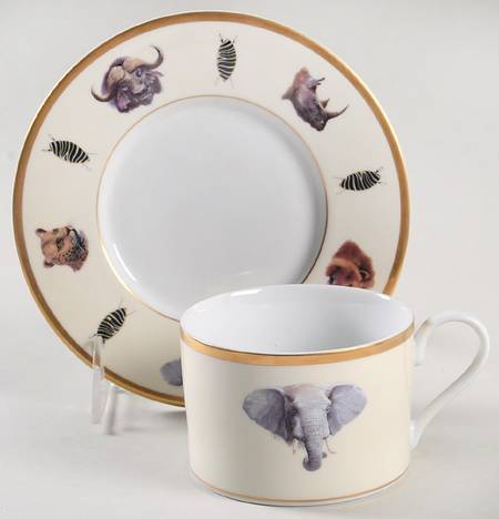 African Big 5 Flat Cup & Saucer Set