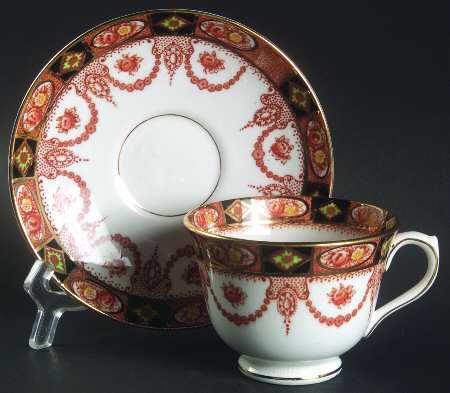 Devon Black (Smooth) Footed Cup & Saucer Set by Royal Albert