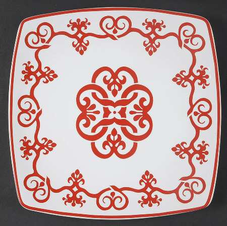 Tuzani Collection Red Square Dinner Plate by Roscher & Co