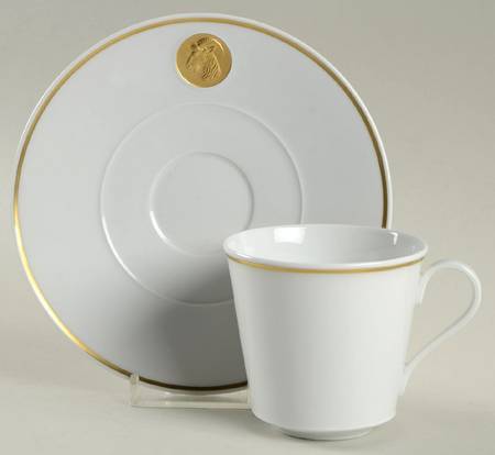 Arcadia (Gold Cameo and Trim) Flat Cup & Saucer Set