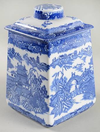 Blue Willow (No Trim) Large Canister & Lid