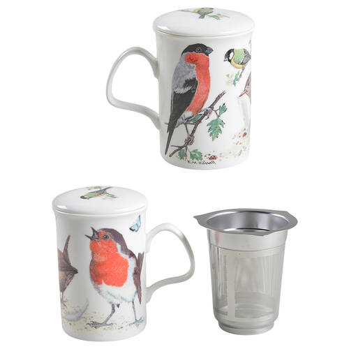 Garden Birds Lancaster Mug & Lid with Metal Infuser
