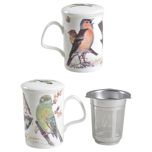Garden Birds Lancaster Mug & Lid with Metal Infuser