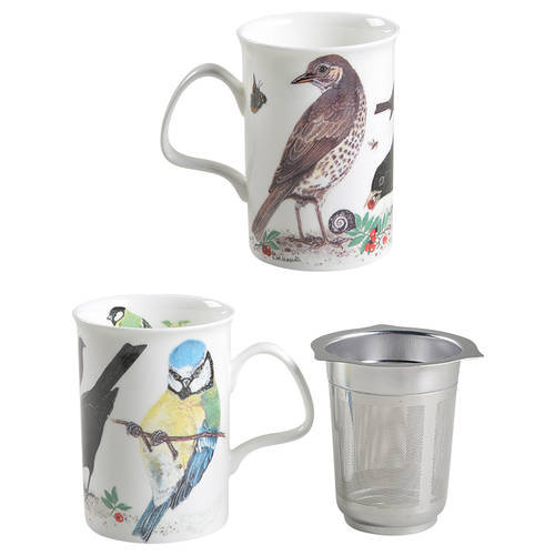 Garden Birds Lancaster Mug & Lid with Metal Infuser