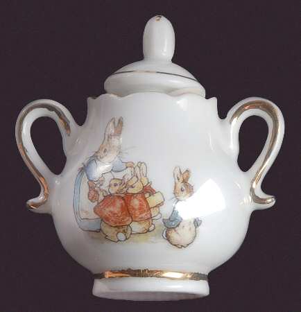 Peter Rabbit (Gold Trim) Toy Sugar Bowl & Lid