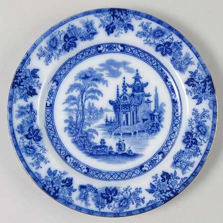 Madras (Flow Blue, Gold Trim) by Royal Doulton