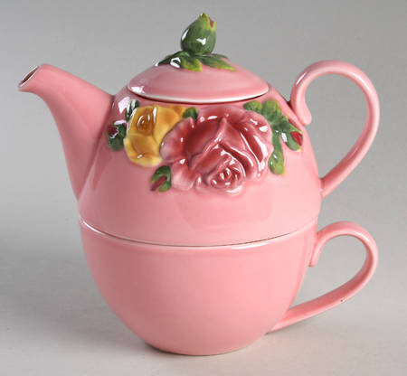 Country Rose Individual Teapot & Lid with Cup