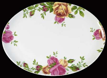 Country Rose 14" Oval Serving Platter