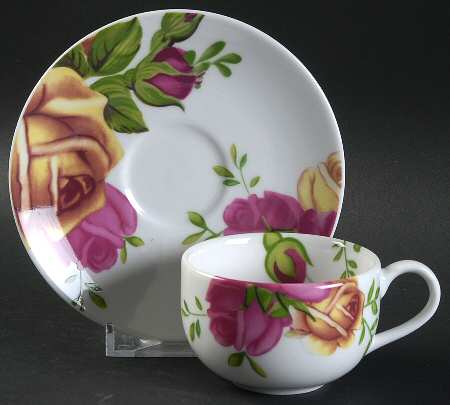 Country Rose Flat Demitasse Cup & Saucer Set