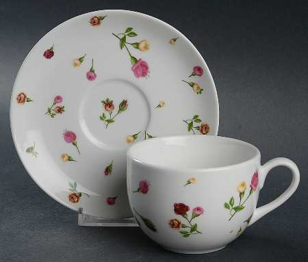 Country Rose Buds Flat Cup & Saucer Set