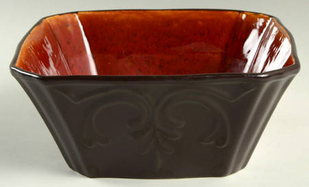 Victorian Scroll Red 8" Square Serving Bowl