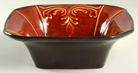Victorian Scroll Red Square Soup/Cereal Bowl