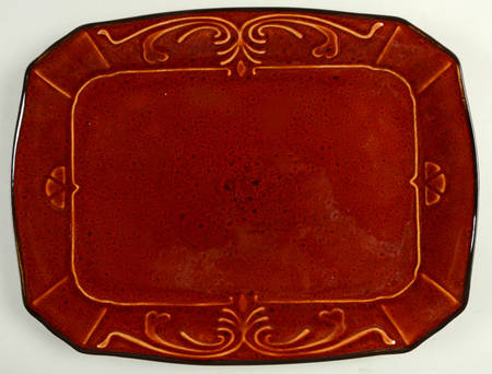 Victorian Scroll Red 15" Rectangular Serving Platter