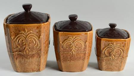 Victorian Scroll Honey (3 Piece) Canister Set (Box Set)