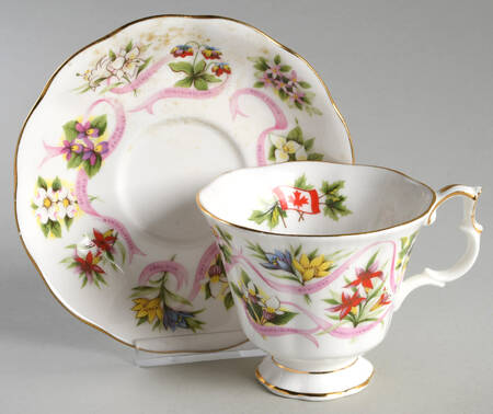 Canada (Canadian Emblems) Footed Cup & Saucer Set