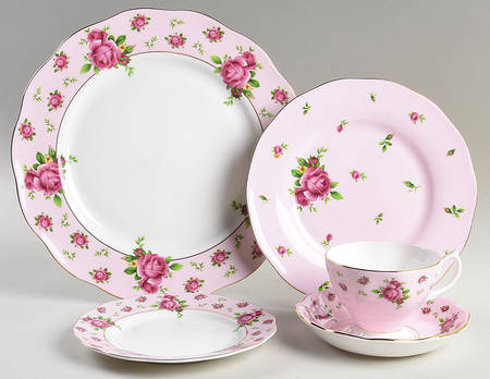 New Country Roses Pink 5 Piece Place Setting