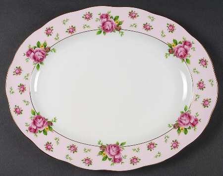 New Country Roses Pink 13" Oval Serving Platter