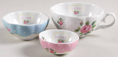 New Country Roses White Measuring Cup Set (1 Cup,1/2 Cup,1/4 Cup)