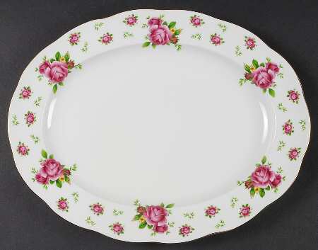 New Country Roses White 13" Oval Serving Platter