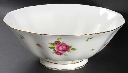 New Country Roses White 11" Large Salad Serving Bowl