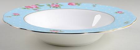 Polka Rose Large Rim Soup Bowl