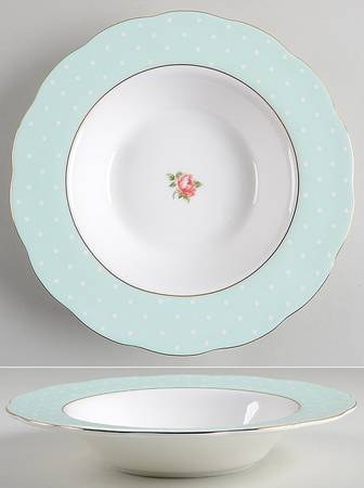 Polka Rose Large Rim Soup Bowl
