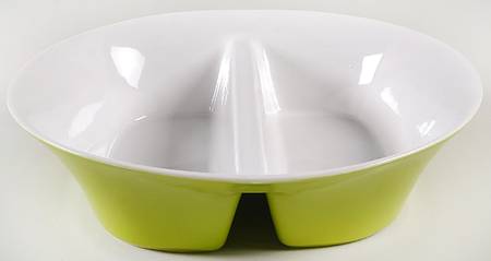 Round and Square Green Apple Oval Divided Vegetable Bowl