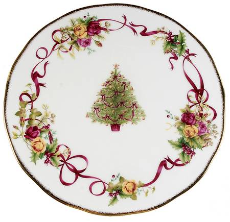 Old Country Roses (Christmas Tree) Cake Plate