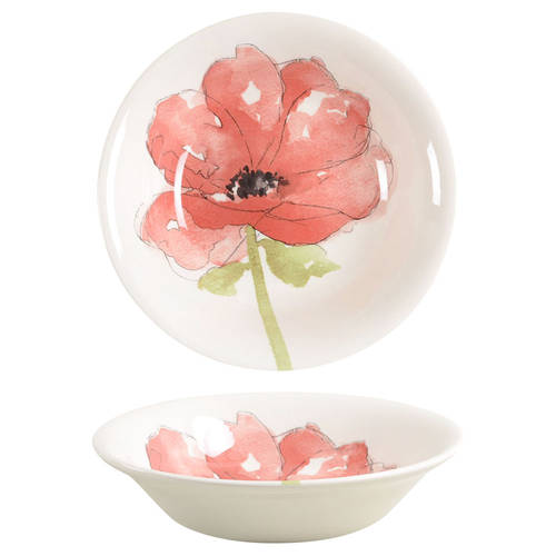 Red Poppy 9" Round Vegetable Bowl