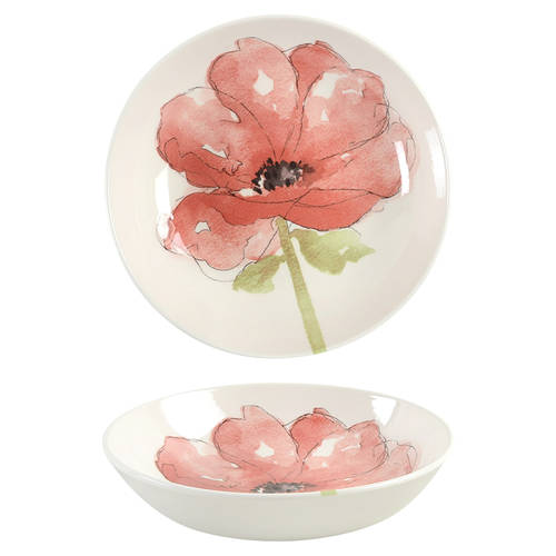 Red Poppy 9" Individual Pasta Bowl - Set of 4