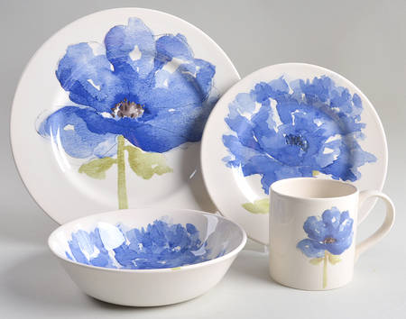 Blue Poppy 4 Piece Place Setting
