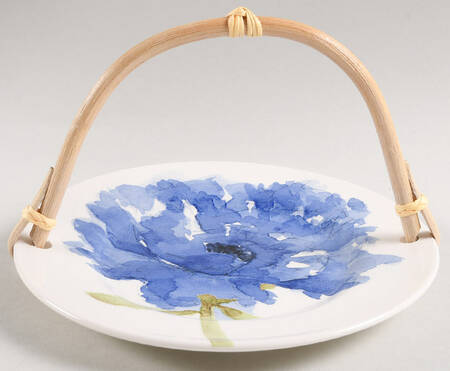 Blue Poppy 5 3/8"-5 5/8" Bamboo Handled Serving Plate  HC
