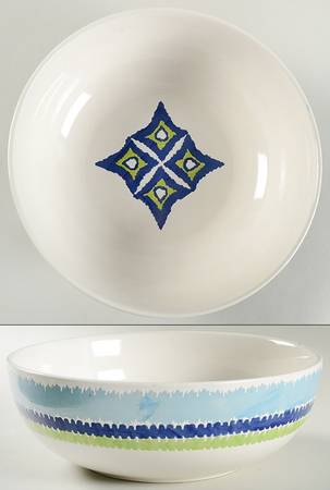 Ikat Blue 10" Round Serving Bowl
