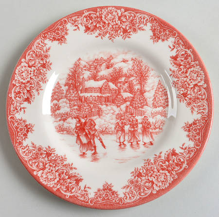 Christmas Skaters (Red) Salad Plate