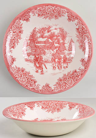 Christmas Skaters (Red) 10" Round Vegetable Bowl