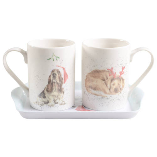 Wrendale Designs Christmas Mug - Set of 2 & Melamine Tray