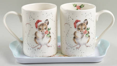Wrendale Designs Christmas Mug - Set of 2 & Melamine Tray