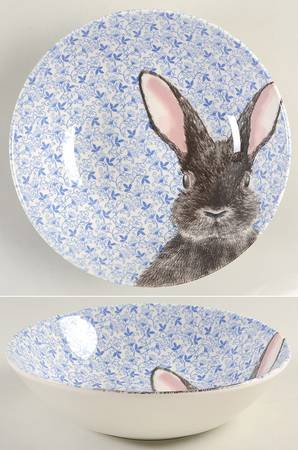 Chintz Rabbit Blue Soup/Cereal Bowl