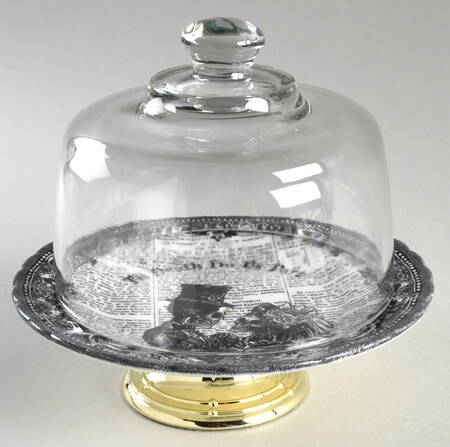 Halloween Til Death 6 1/2"-7 1/2" Footed Cheese Plate w/ Glass Dome HC