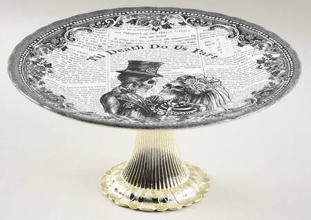Halloween Til Death Cake Stand with 4"-5" Metal Pedestal  Hc