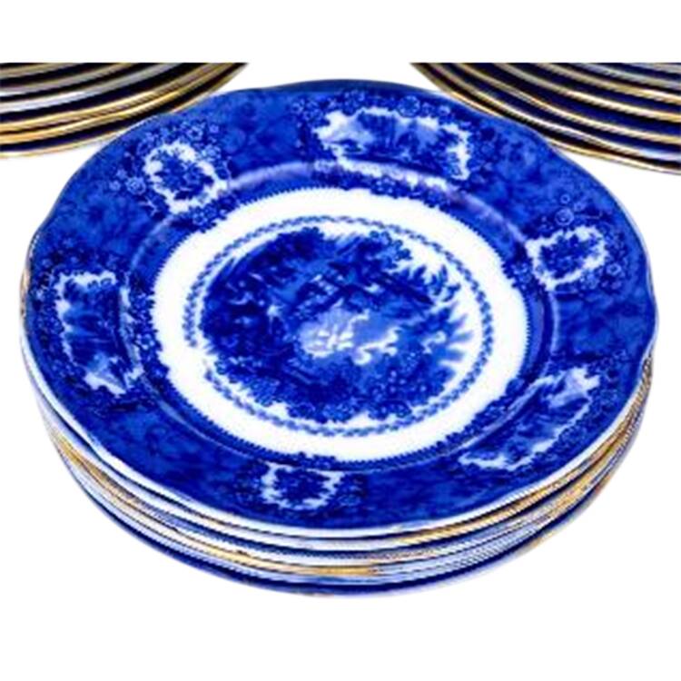 Oriental (Flow Blue, Gold Trim) by Ridgway (Ridgways)